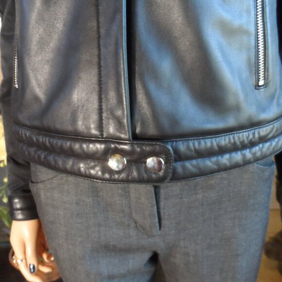 DKNY Black Lamb Leather Moto Jacket Size P - Picture 9 of 16